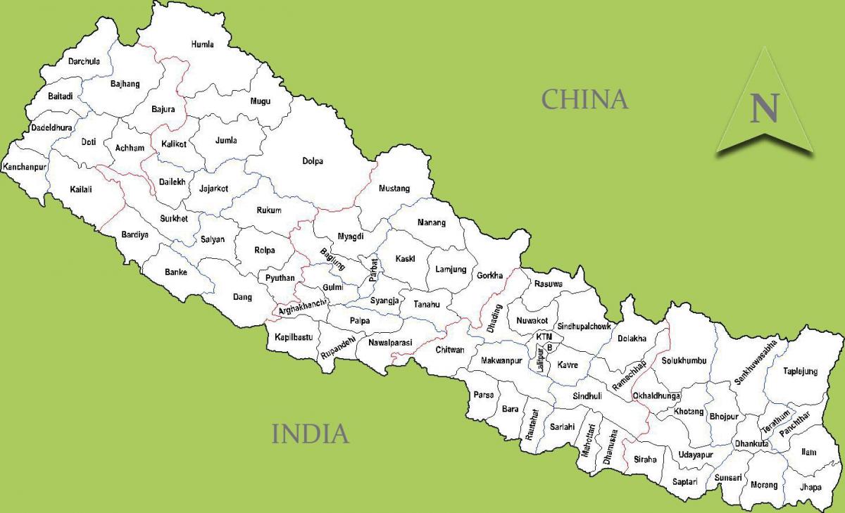 nepal kart med byer