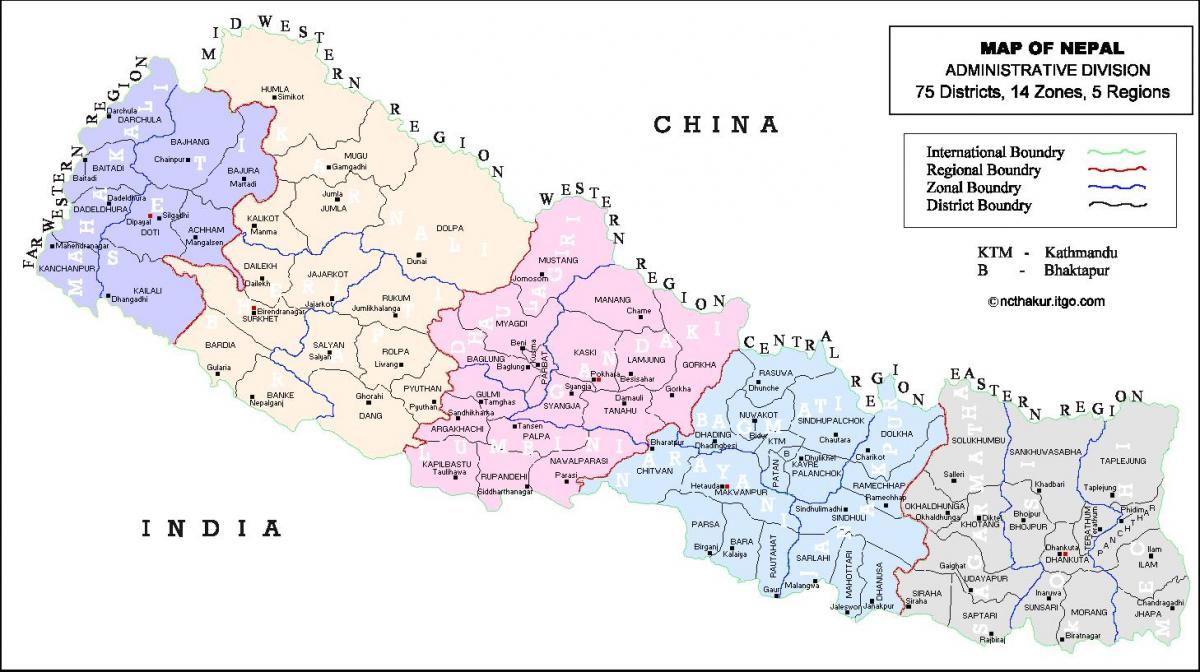 nepal alle district kart
