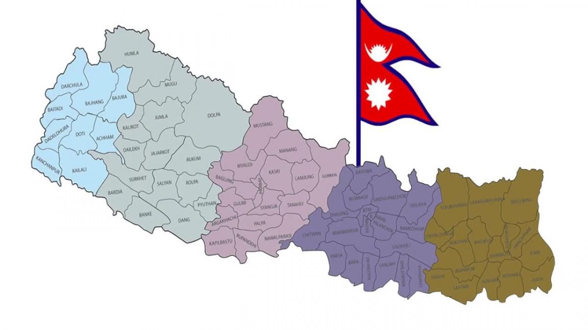 Kart over nepal med flagg