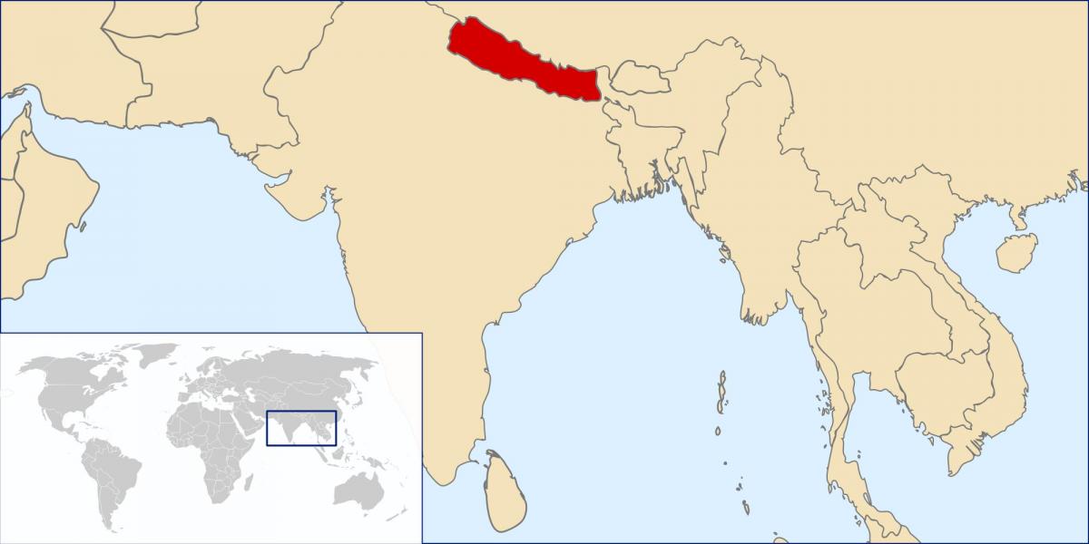 Kart over nepal plassering på verden