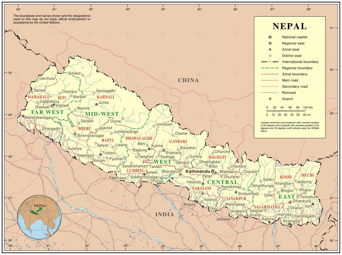 india nepal grensen veien kart
