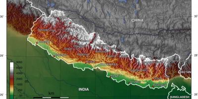 Kart av satellitt-nepal