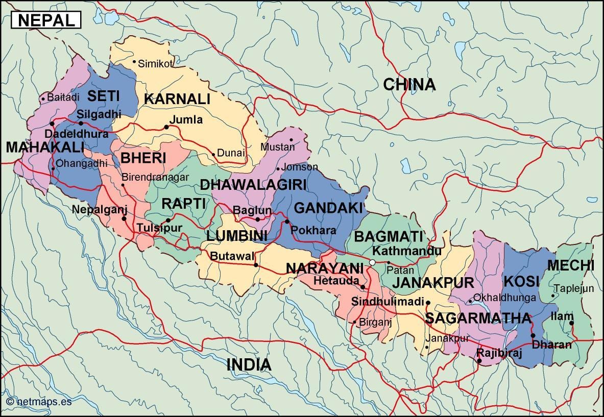 Kart av digitale nepal