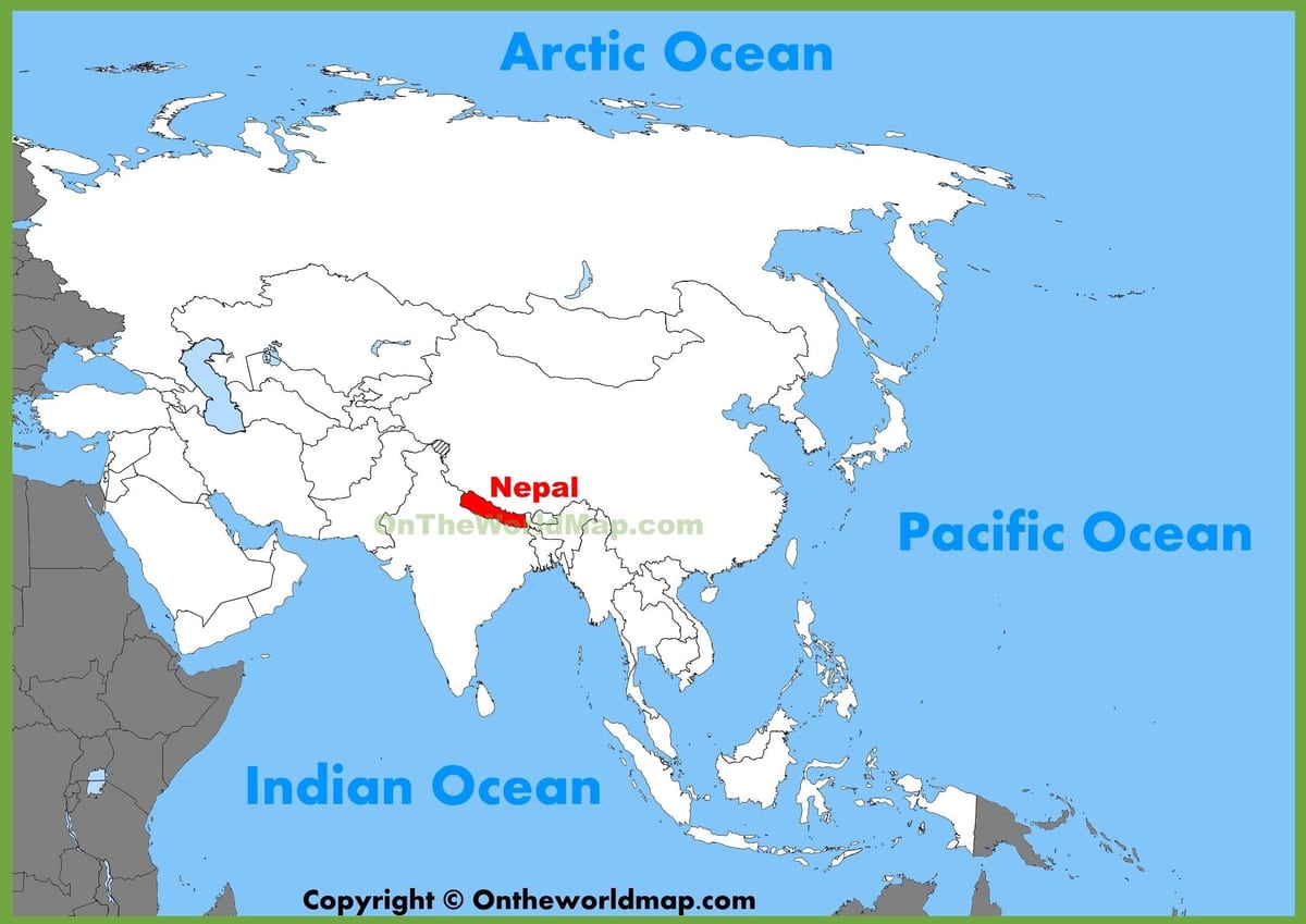 nepal i asia kart