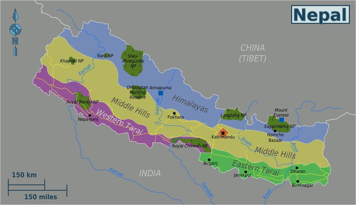 Kart av originale nepal