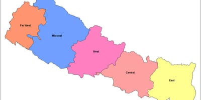 Kart over øst-utvikling-regionen i nepal