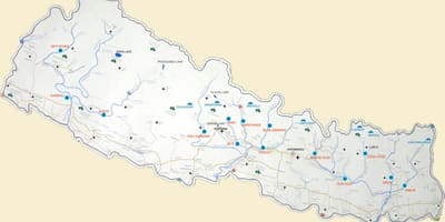 Kart over nepal med innsjøer