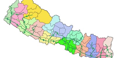 Kart over nepal med store motorveier