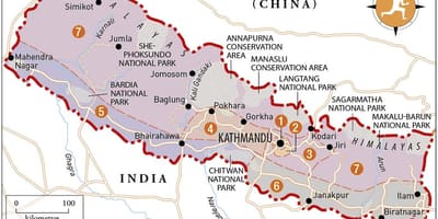 Kart over nepal med templer