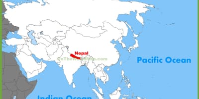 Nepal i asia kart