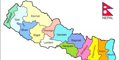 Politisk kart over nepal med alle distriktene