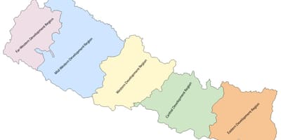 Kart over nepal med utvikling av regionen