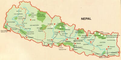 Kart over nepal turist guide