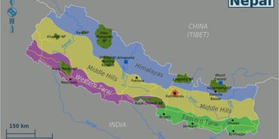 Kart av originale nepal